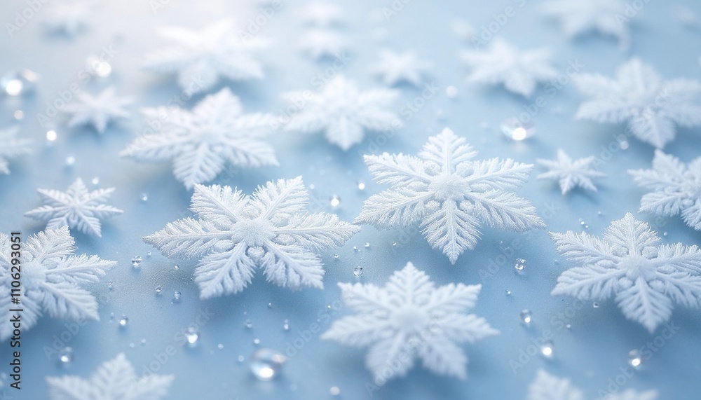 crystal snowflakes of frosty blue and white colors with sparkling effect crystal snowflakes of frosty blue and white colors with sparkling effect