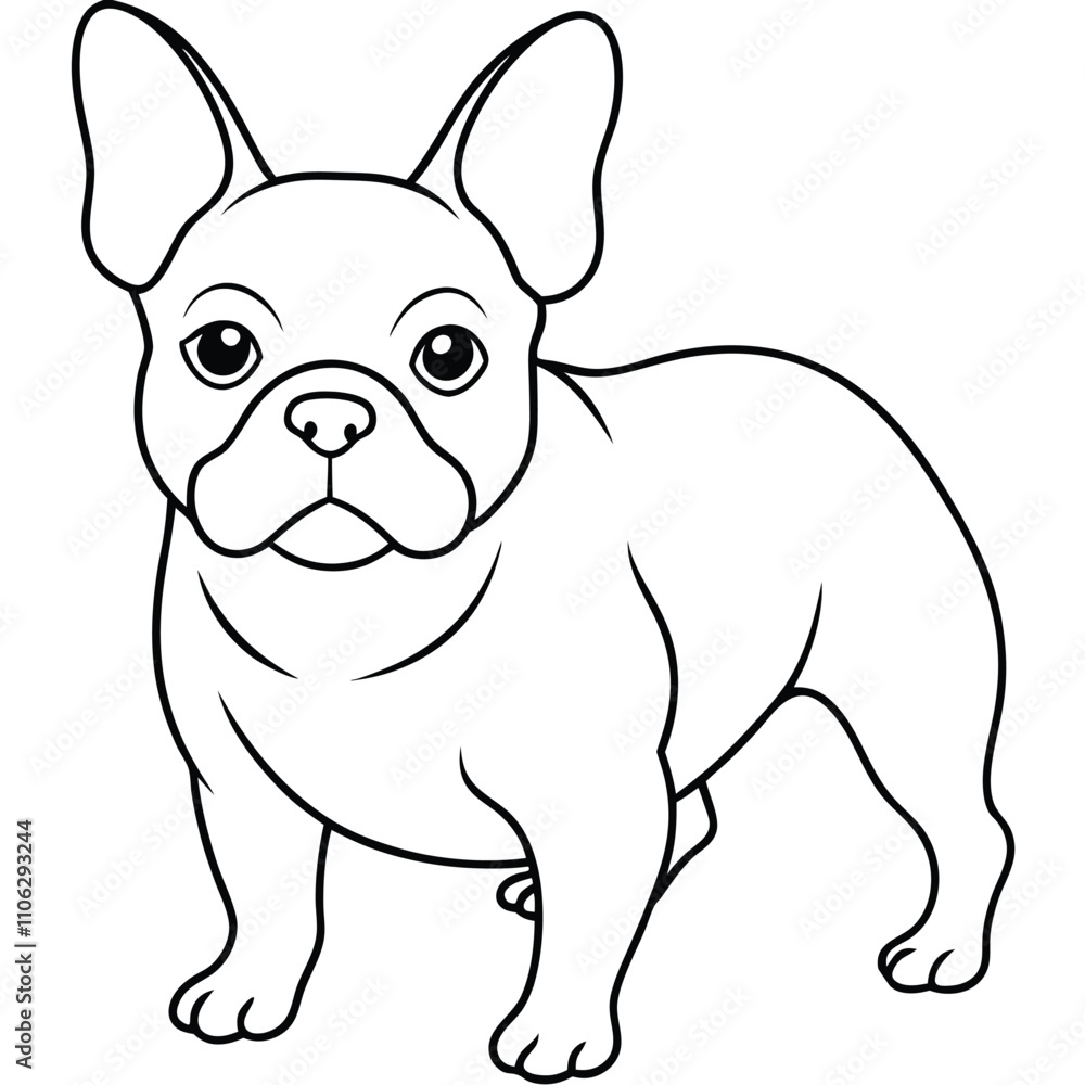 Fototapeta premium bulldog outline, coloring page, silhouette vector 