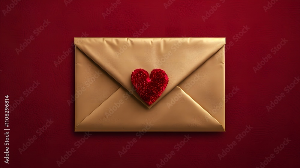 Elegant Gold Envelope with Red Heart Decoration on Vibrant Red Background – Romantic Valentine’s Day or Love Concept
Elegant Gold Envelope with Red Heart Decoration on Vibrant Red Background – Romantic Valentine’s Day or Love Concept