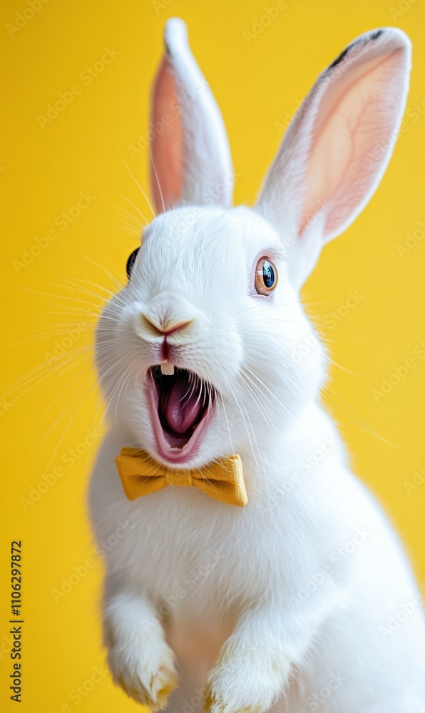 Fototapeta premium A cute bunny rabbit wearing a bow tie. AI.