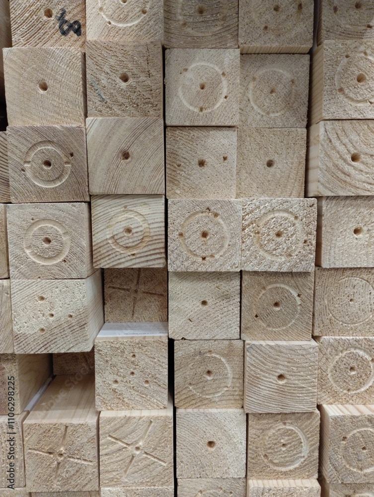 wooden bars and beams, lumber, hardware store, wooden rail