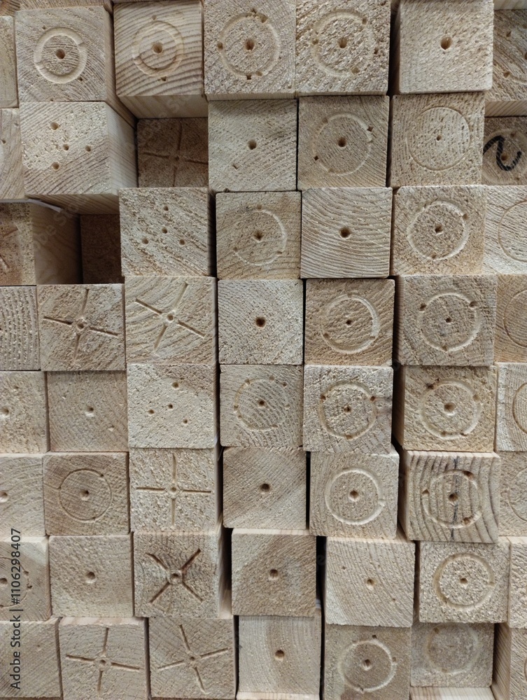 wooden bars and beams, lumber, hardware store, wooden rail