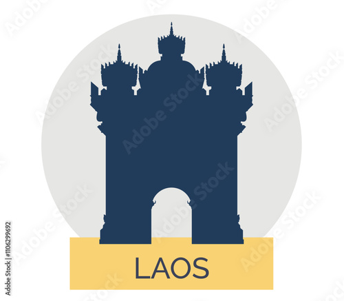 Patuxay - Victory Monument -  Vientiane, Laos - Stock Illustration