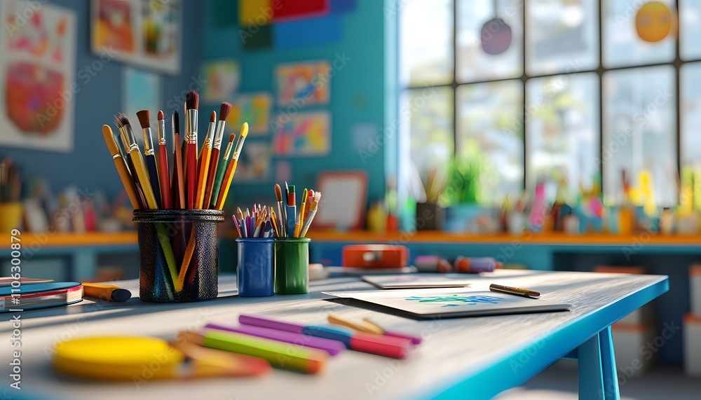 A vibrant art studio filled with colorful supplies, showcasing creativity and inspiration for artists and hobbyists. A vibrant art studio filled with colorful supplies, showcasing creativity and inspiration for artists and hobbyists.