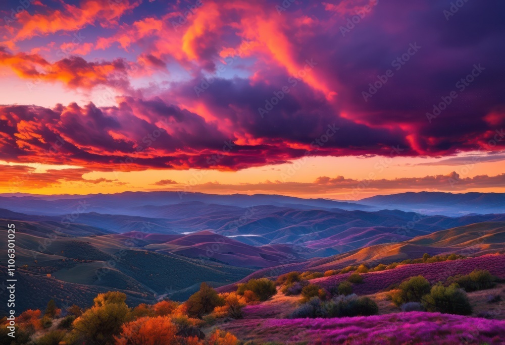 Fototapeta premium majestic cloud formations draped across expansive vistas underneath stunning horizon, clouds, landscapes, sky, atmosphere, sunlight, view, scenery