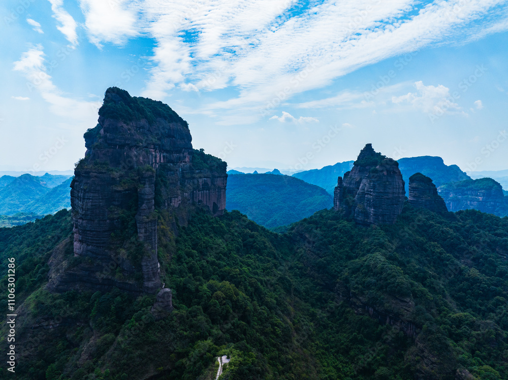 Summer scenery of Bazhai in Danxia Mountain, Shaoguan, Guangdong Summer scenery of Bazhai in Danxia Mountain, Shaoguan, Guangdong
