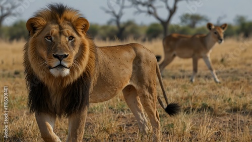 Wallpaper Mural Lion with impalas in the background. Torontodigital.ca