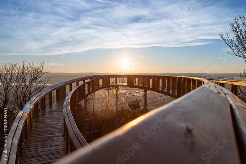 Canopy walkway during sunset, Hungary, Pannonhalma