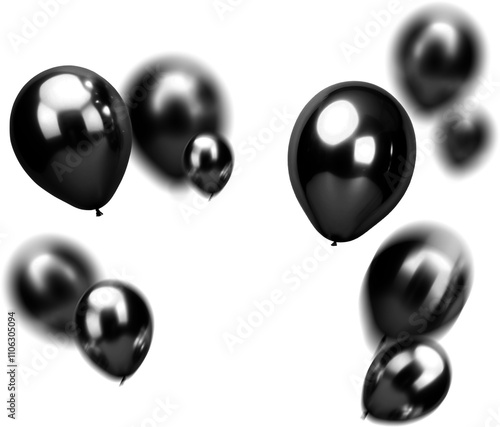 Black and White Balloons in the air Photo Overlay