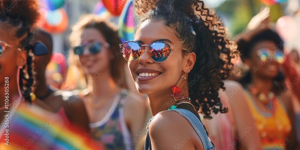 LGBT parade with flags Generative AI LGBT parade with flags Generative AI