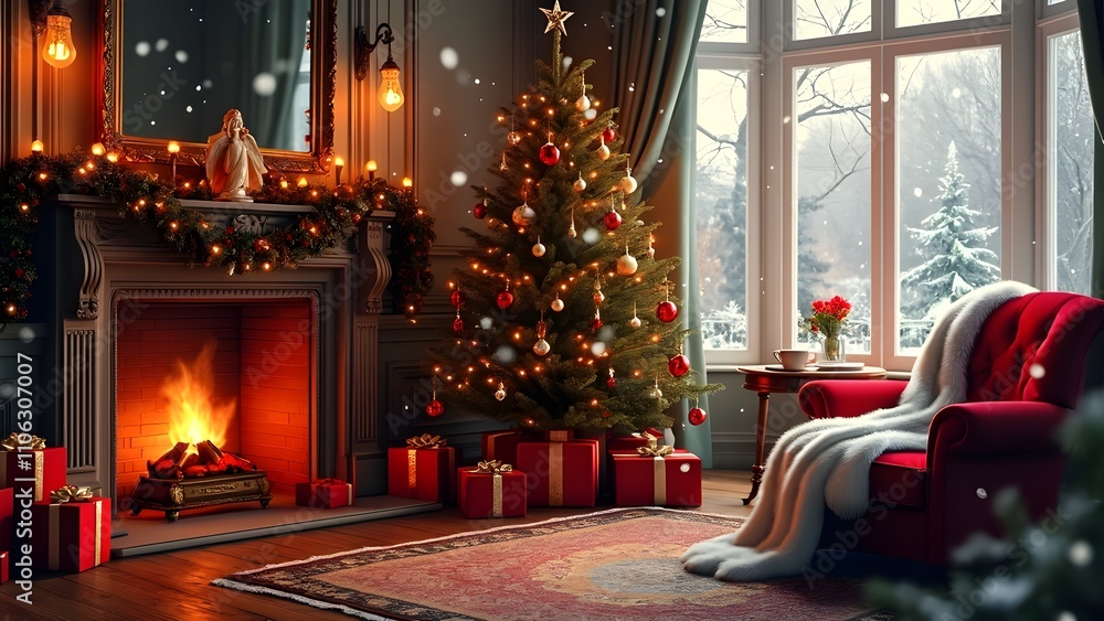 Victorian Christmas Living Room with Elegant Holiday Decor Victorian Christmas Living Room with Elegant Holiday Decor