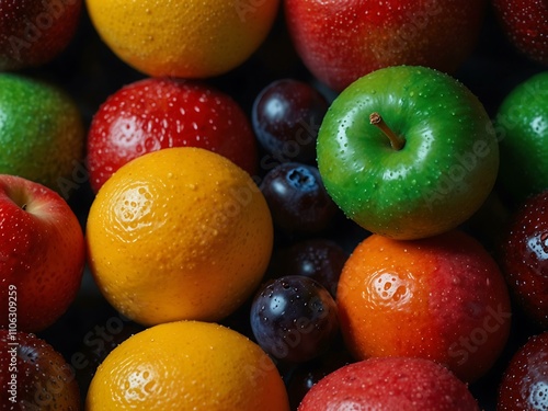 Luminous fruit with vibrant colors in a divine environment. photo