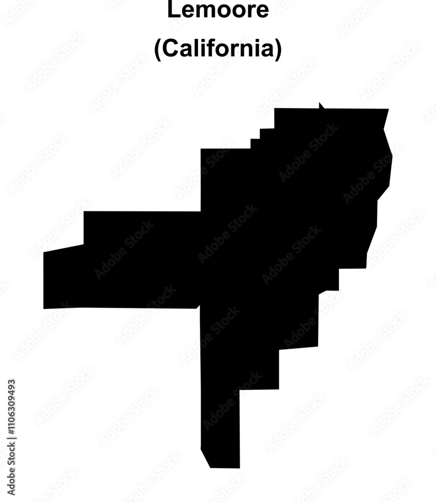Lemoore (California) blank outline map Lemoore (California) blank outline map