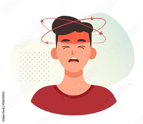 Vertigo - type of dizziness - Spinning Head - Stock Illustration