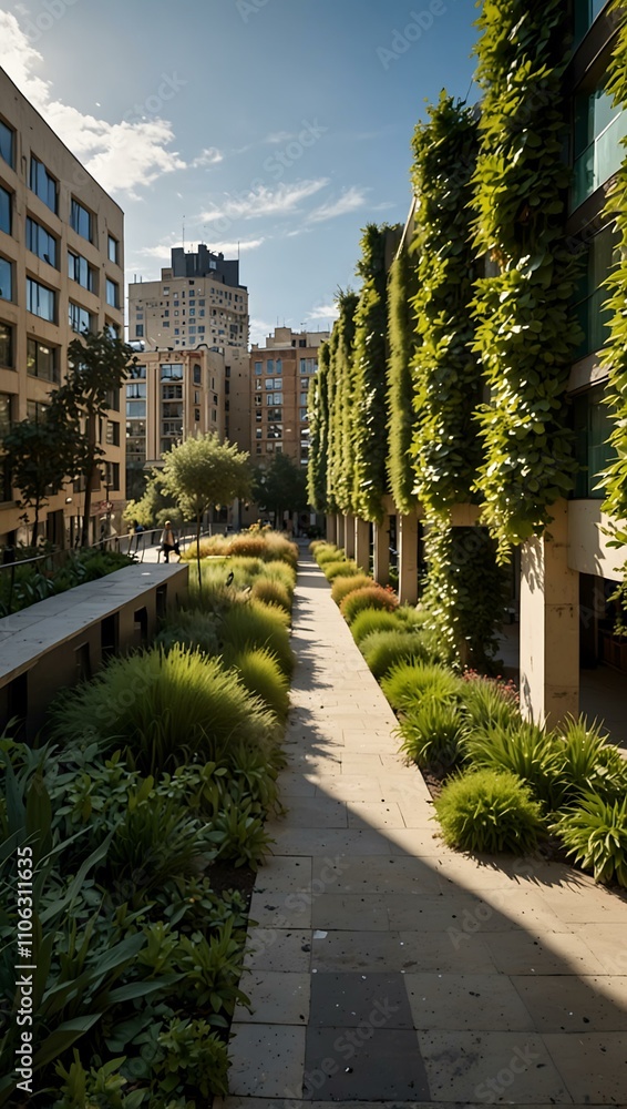 Naklejka premium Lush urban green space thriving in the city center.