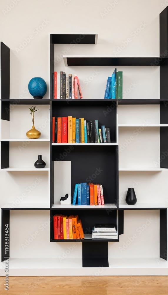 a shelf with various items such as pottery,utensils and books. a shelf with various items such as pottery,utensils and books.