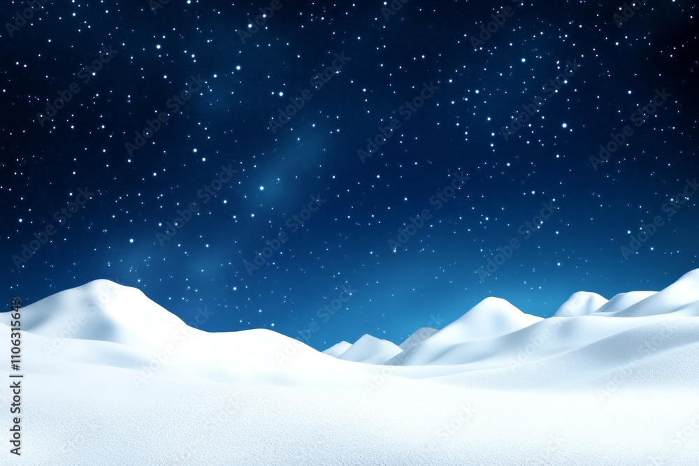 Winter night sky over snowy landscape with starry heavens Winter night sky over snowy landscape with starry heavens