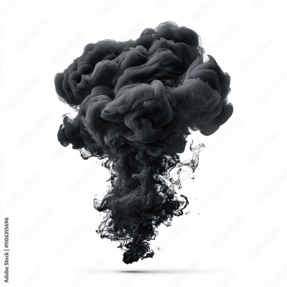 Black Smoke Cloud Isolated on White Background Black Smoke Cloud Isolated on White Background
