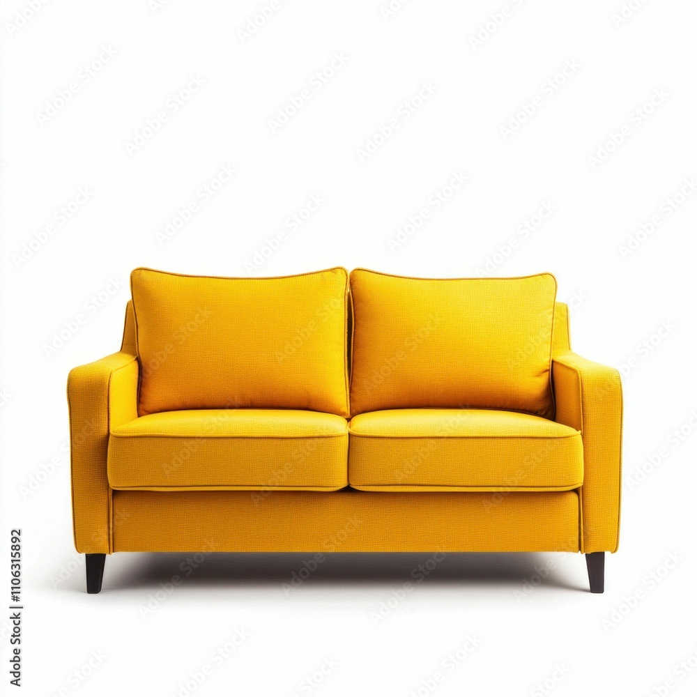 Fototapeta premium Yellow Sofa Isolated on White Background