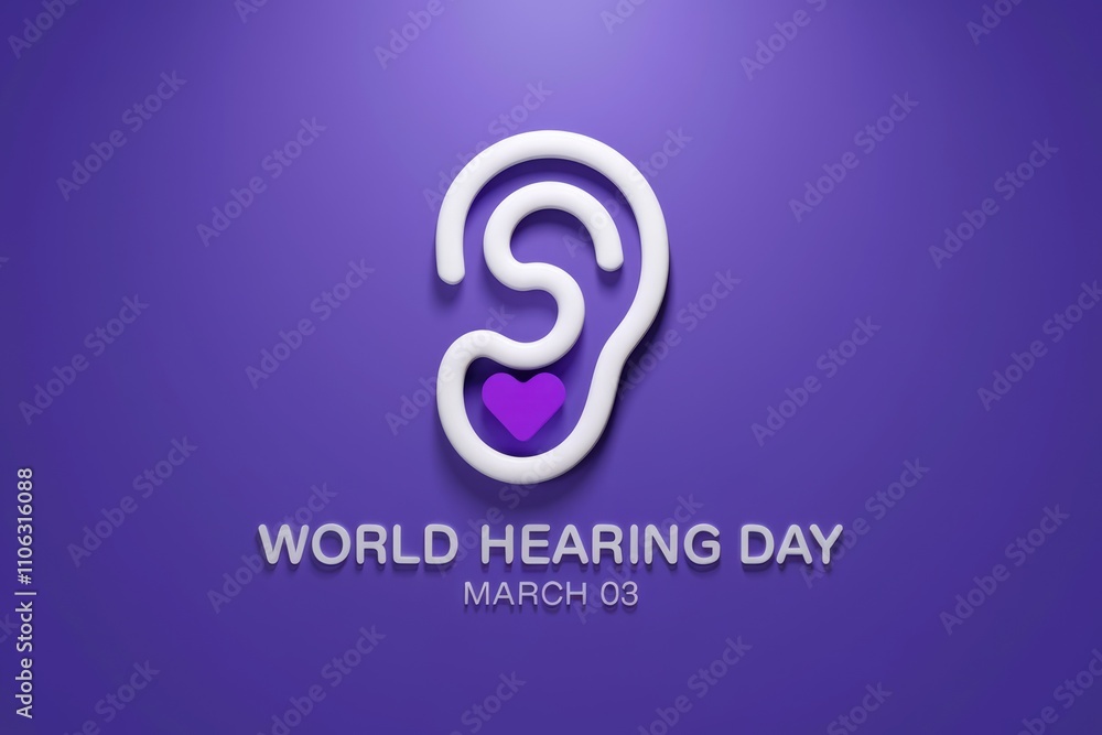 World Hearing Day March 3rd celebrates hearing health with a stylized ear and heart World Hearing Day March 3rd celebrates hearing health with a stylized ear and heart