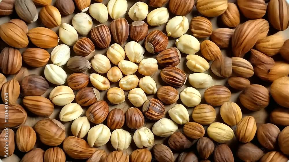 Hazelnuts Arranged in Artistic Circular Pattern on Surface Hazelnuts Arranged in Artistic Circular Pattern on Surface