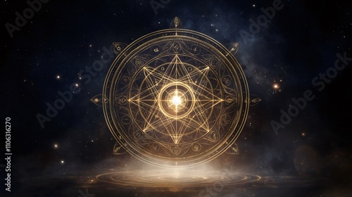 spiritual artifacts, mandala intertwining tarot cards and metaphysical symbols, encircled by a radiant, gentle glow a unique artistic fusion