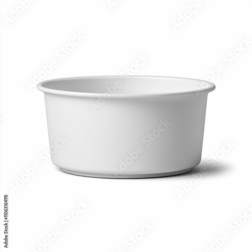 White Paper Ice Cream Tub Mockup on White Background