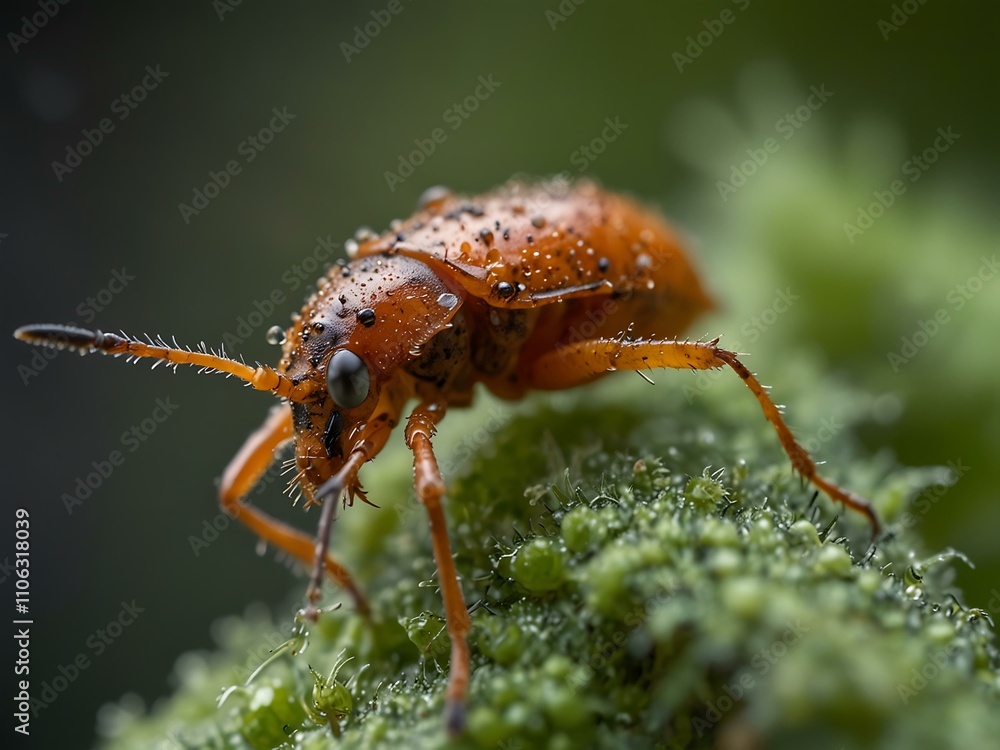 Fototapeta premium Macro shot of aphids on a beetle.