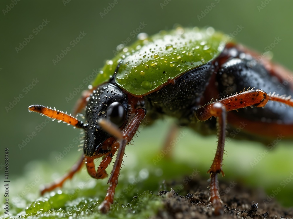 Fototapeta premium Macro shot of aphids on a beetle.