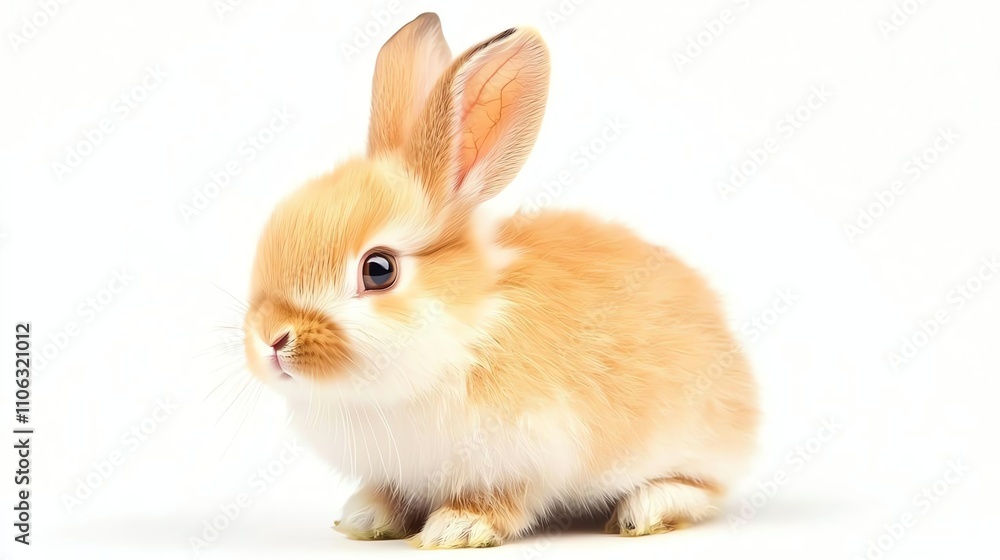 A cute, fluffy rabbit with soft orange fur and big ears sits elegantly against a plain white background, showcasing its adorable features and charming personality. A cute, fluffy rabbit with soft orange fur and big ears sits elegantly against a plain white background, showcasing its adorable features and charming personality.