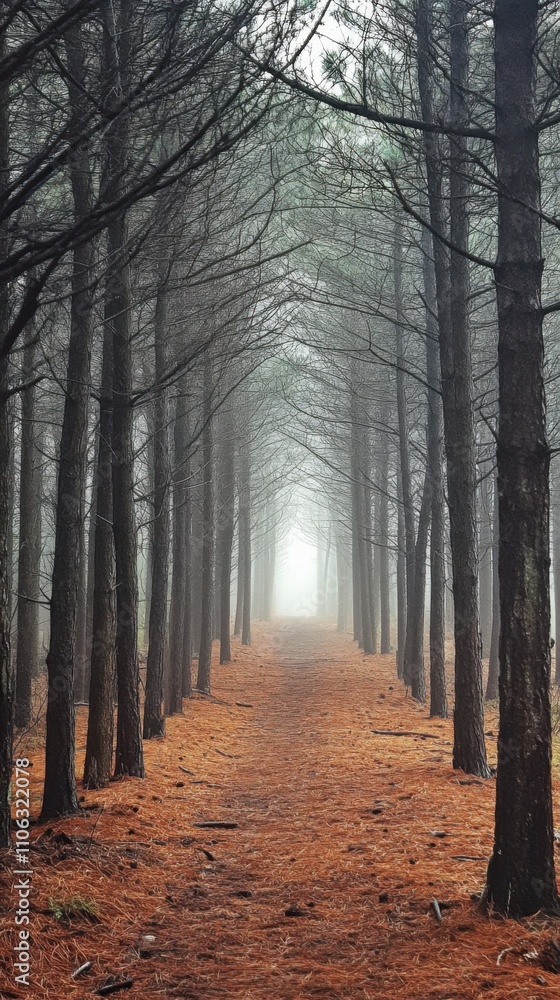 Fototapeta premium Bosque con niebla y sendero