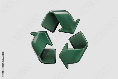 3D rendered green recycle symbol  promoting environmental awareness and sustainable practices