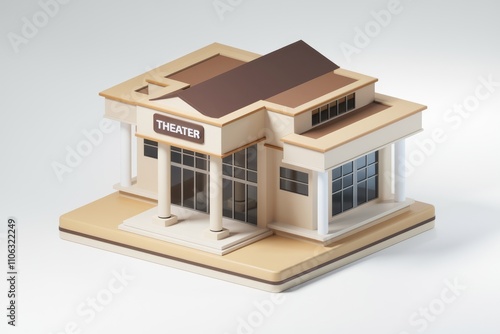 Wallpaper Mural Isometric 3D model of a classic theater building with columns and a brown roof Torontodigital.ca