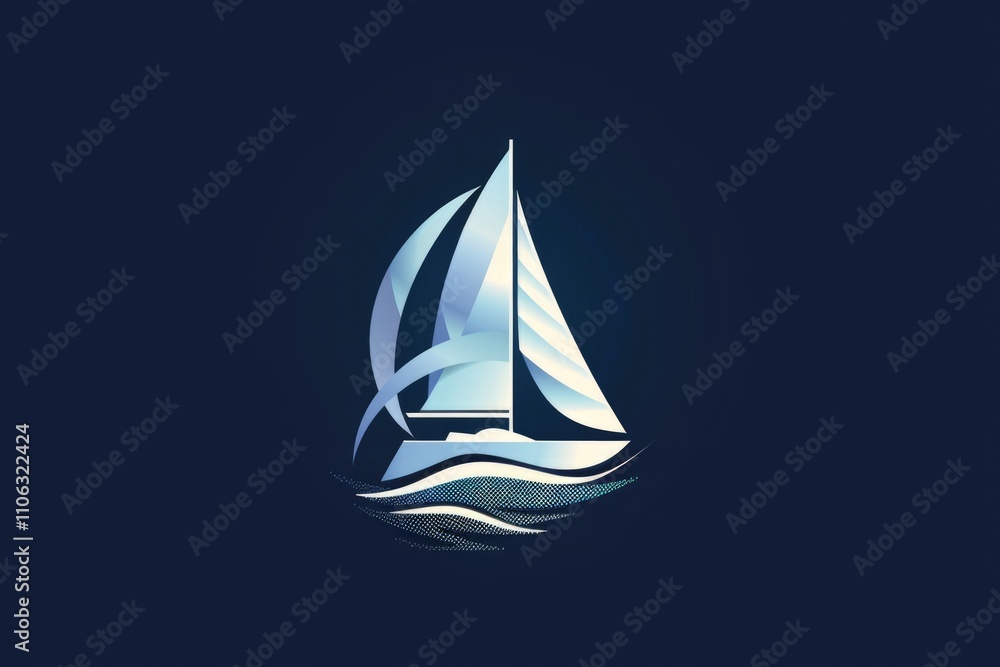 A sailboat with a white sail set against a dark blue background, great for nautical-themed designs A sailboat with a white sail set against a dark blue background, great for nautical-themed designs