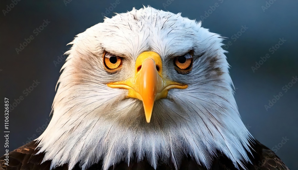 Obraz premium front view Captivating close-up of a fierce and determined eagle's gaze. 