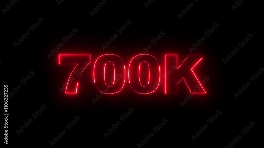 700K Electric red lighting text with animation on black background, 700k Number 700k platinum silver writing moving on black background. 700K Electric red lighting text with animation on black background, 700k Number 700k platinum silver writing moving on black background.