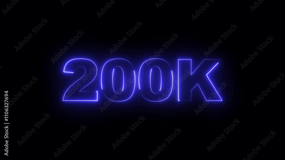 200K Electric blue lighting text with animation on black background, 200k Number 200k platinum silver writing moving on black background. 200K Electric blue lighting text with animation on black background, 200k Number 200k platinum silver writing moving on black background.
