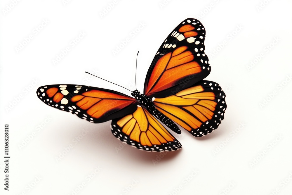 Fototapeta premium A monarch butterfly sitting on a white surface