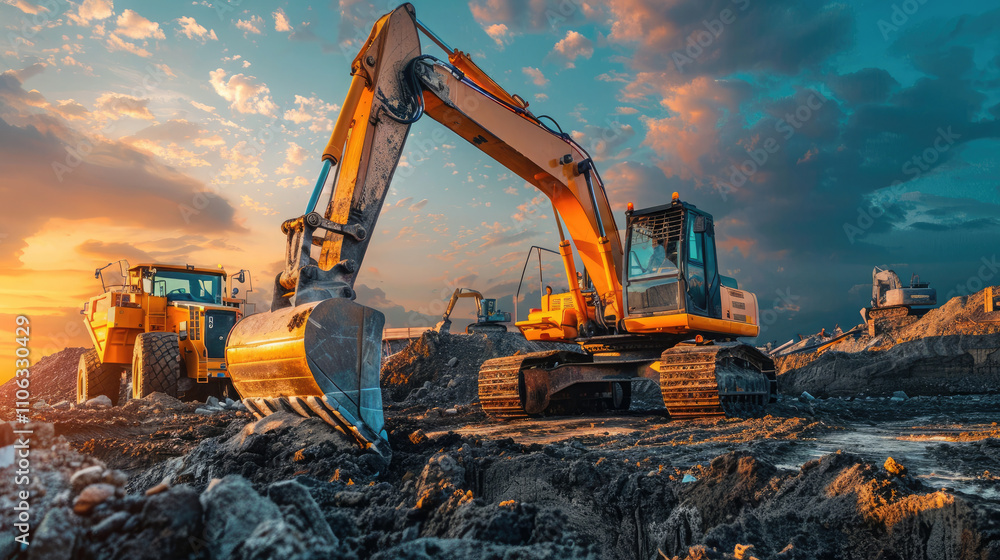 excavator at the site excavator at the site