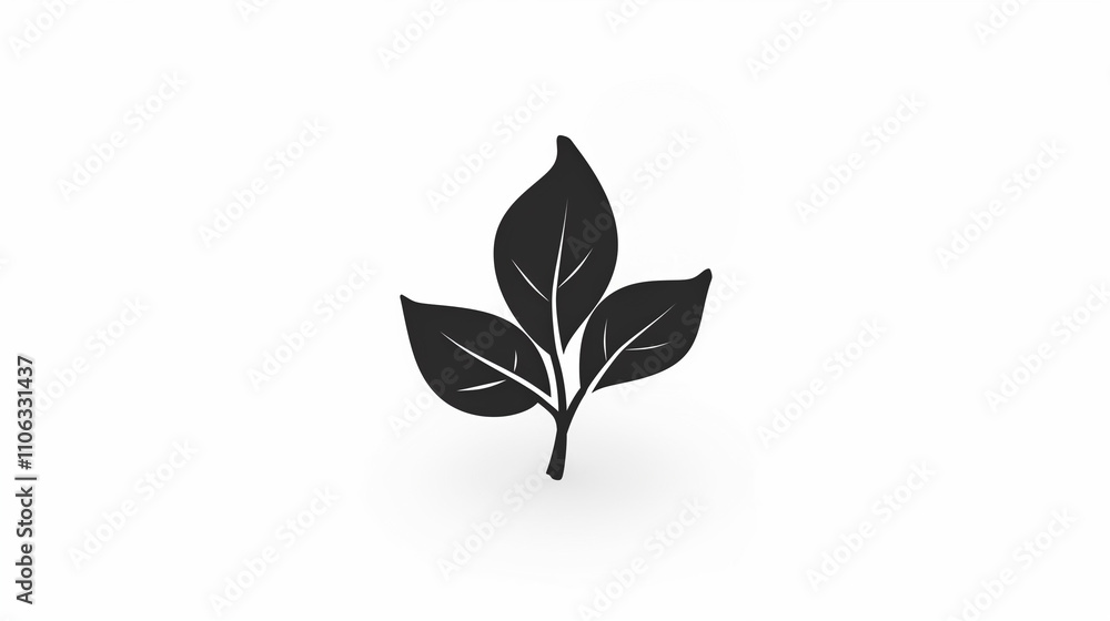 Simple black leaf silhouette on a white background. Simple black leaf silhouette on a white background.