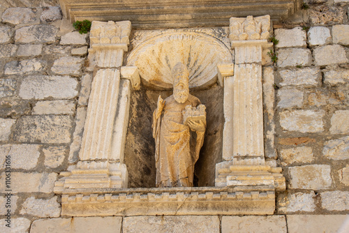 Photography Statue of Saint Blaise, patron saint of the city of Dubrovnik, one of the many statues that exist in the city