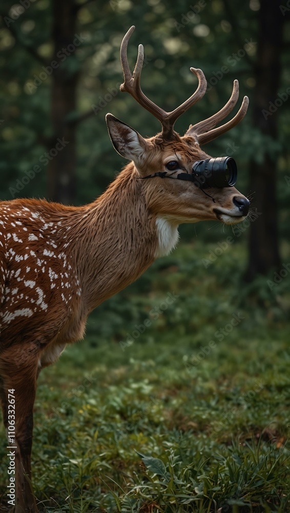 Man taking a photo of a deer. Man taking a photo of a deer.
