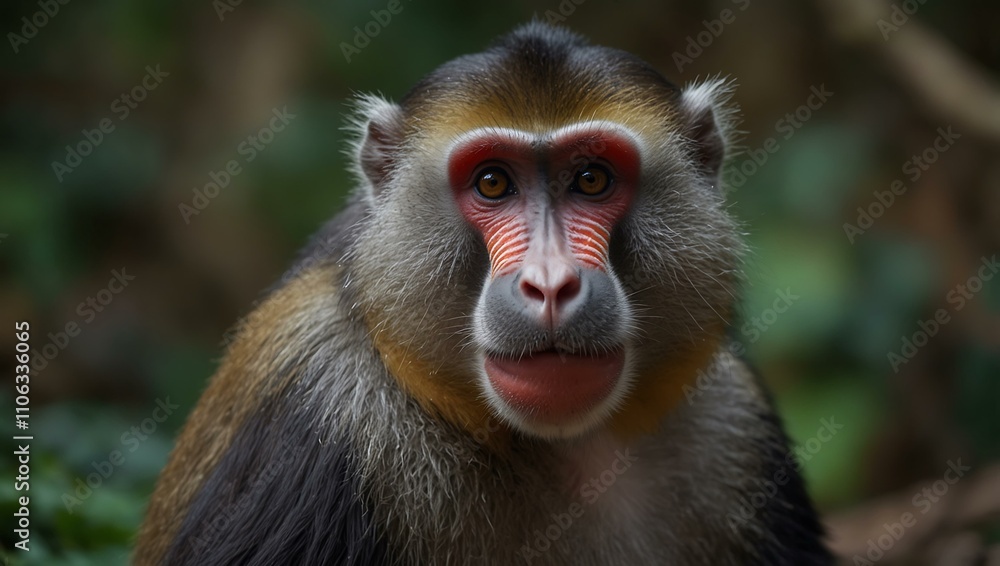 Mandrill close-up in its natural habitat. Mandrill close-up in its natural habitat.