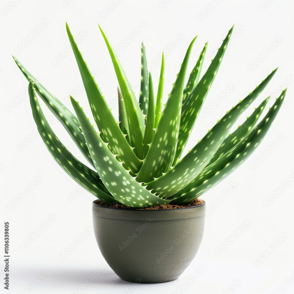 A vibrant aloe vera plant in a dark green pot, showcasing its succulent leaves and medicinal properties. A vibrant aloe vera plant in a dark green pot, showcasing its succulent leaves and medicinal properties.