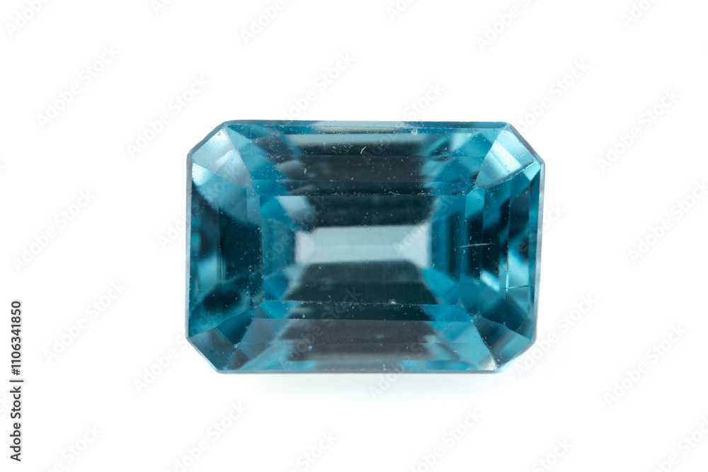 Stunning Natural Blue Zircon Gemstone with Brilliant Clarity and Faceted Edges Stunning Natural Blue Zircon Gemstone with Brilliant Clarity and Faceted Edges