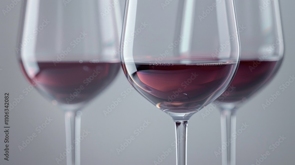 Three glasses filled with red wine sitting on a table Three glasses filled with red wine sitting on a table