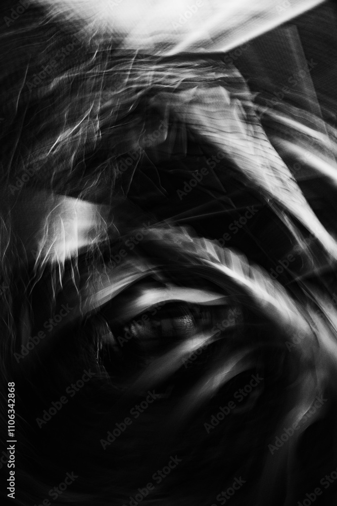 Abstract Black-and-White Motion Blur of Nature-Inspired Elements Abstract Black-and-White Motion Blur of Nature-Inspired Elements
