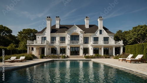 Mediterranean-inspired villa in the Hamptons, NY, with beach access. photo