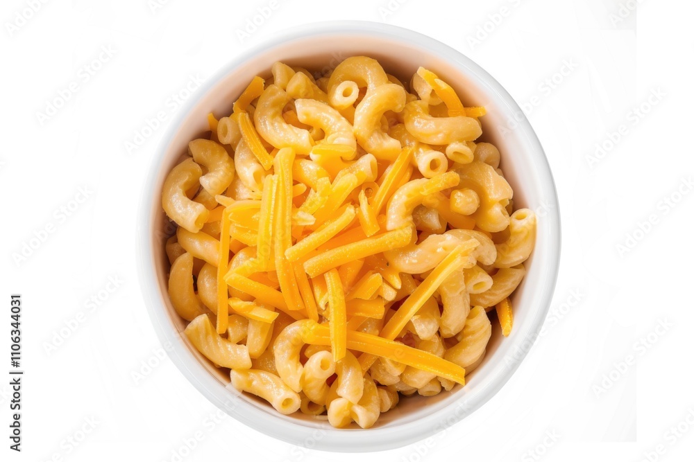 Comforting meal of macaroni and cheese served in a white bowl Comforting meal of macaroni and cheese served in a white bowl