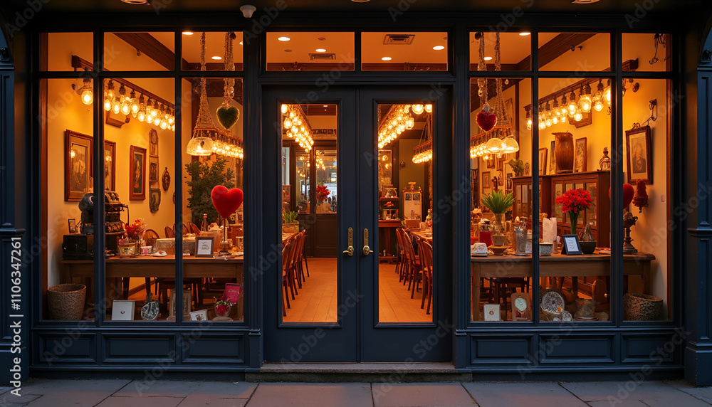 Charming bistro illuminated by warm lights, inviting patrons inside with a cozy atmosphere, perfect for a delightful meal experience Charming bistro illuminated by warm lights, inviting patrons inside with a cozy atmosphere, perfect for a delightful meal experience